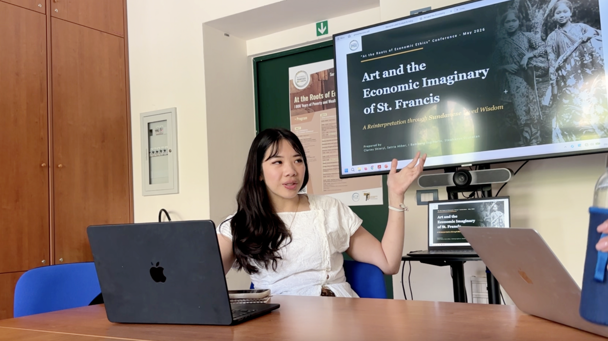 Clarins Shieryl presenting at the Economy of Francesco conference in Assisi
